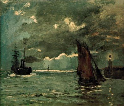 Seascape, Ships in Moonlight by Claude Monet